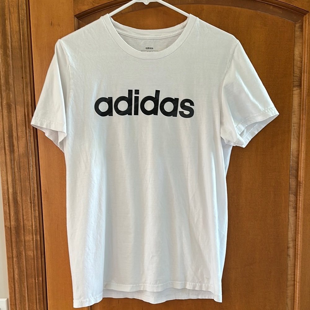 Adidas White Short Sleeve Graphic Logo T-Shirt Size Medium
